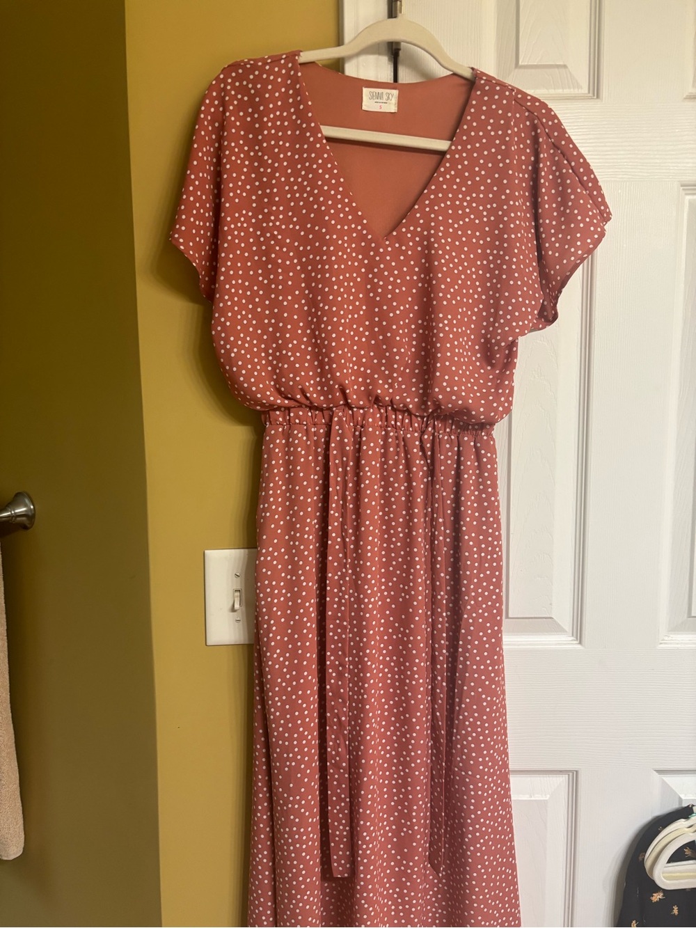 Sienna Sky Dusty Rose Polka Dot Maxi Dress